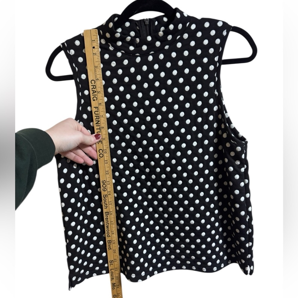 Maeve Anthropologie Polka Dot Sleeveless Mock Neck Top Size Medium - Picture 3 of 7